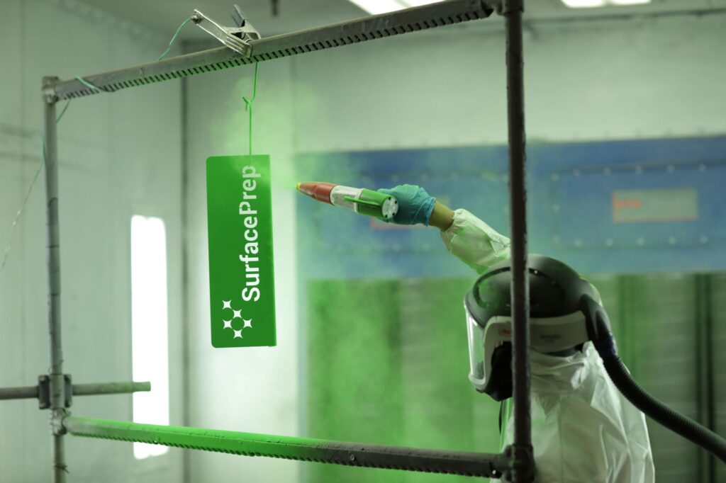 Powder Coating Action Picture - Manual Powder Coating Application