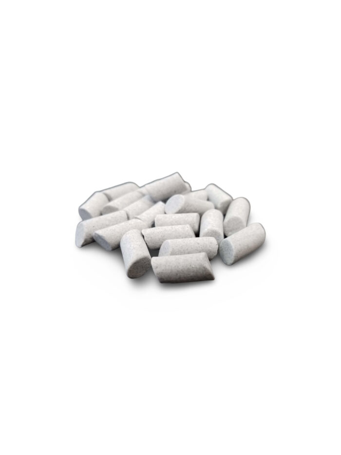 Angle Cut Cylinder Shaped Ceramic Tumbling Media, Medium Cut, RockRidge, 50 lb bag