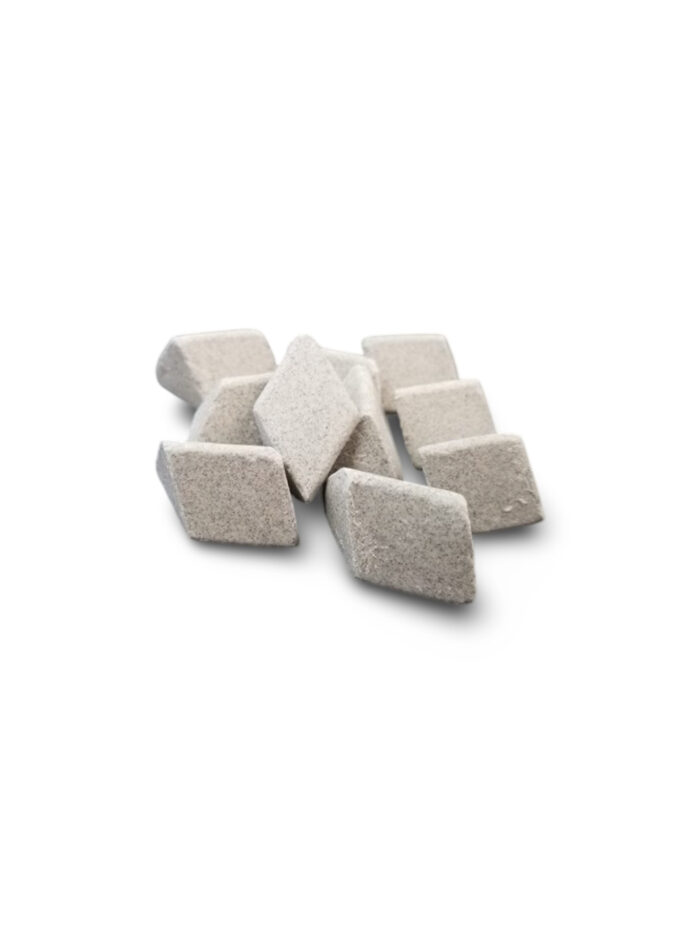 Angle Cut Triangle Shaped Ceramic Tumbling Media, Higher Cut, RockRIdge, 50 lb bag