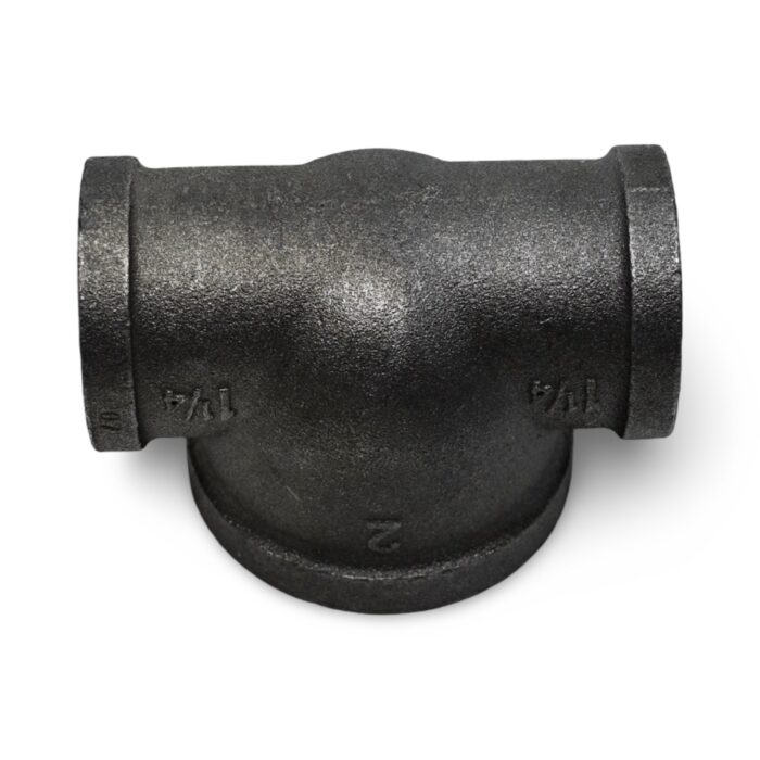 Bullhead Tee, 1-1/4" x 1-1/4" x 2", Black Mallable Iron, Empire Abrasive Equipment Company