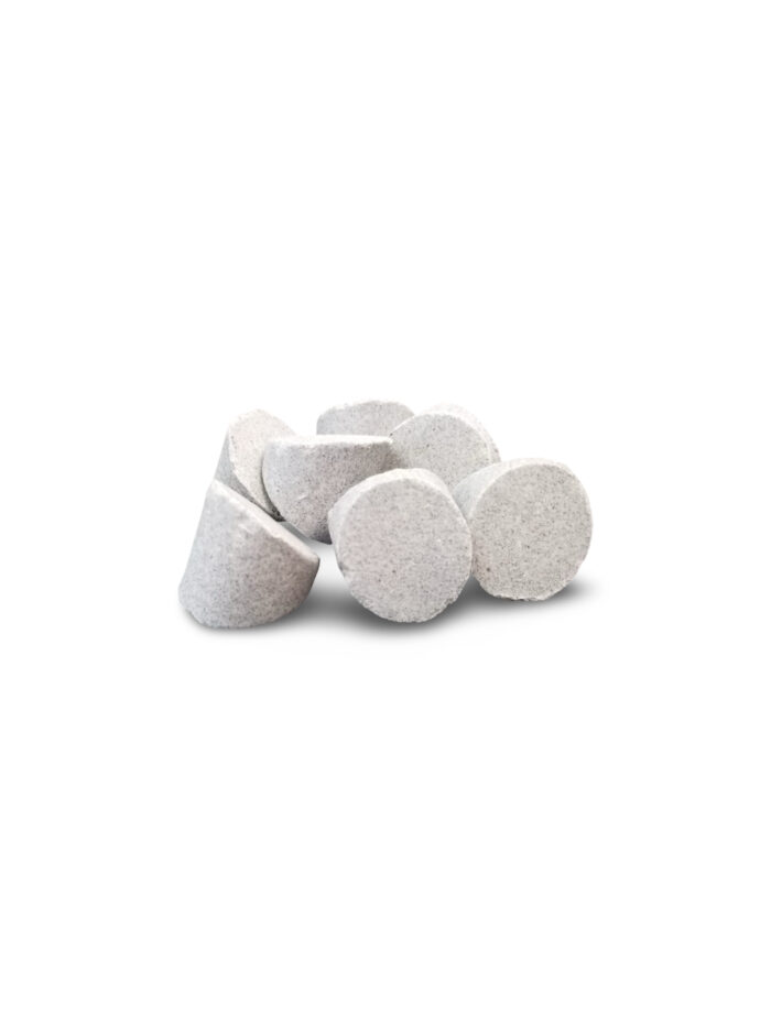 Cylindrical Wedge Shaped Ceramic Tumbling Media, High Cut, RockRidge, 50 lb bag