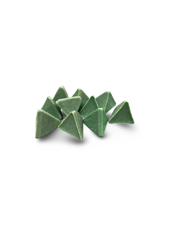 Tetrahedron Shape Plastic Tumbling Media, High Cut, RockRidge, 50 lb bag