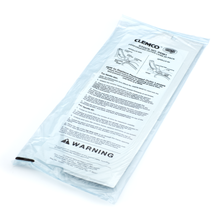 Tear-off Outer Lens for Apollo 60 or Apollo 600, .0075", 25/pk, Clemco Industries